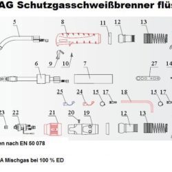 240 MIG/MAG Schutzgasschweißbrenner flüssiggekühlt gesteckte Gasdüse